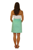 The Olivia Cinched Skirt-Mint Cotton Sateen Lined