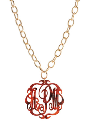 Script monogram Necklace on Greenwich Chain