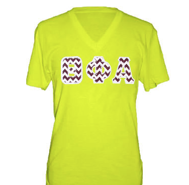 American Apparel Neon V-Neck with Greek Letters