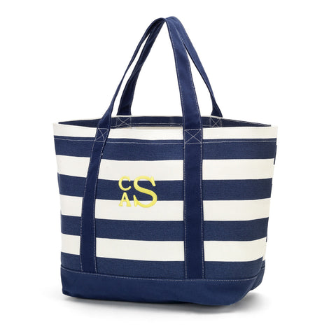 Monogrammed Striped Tote